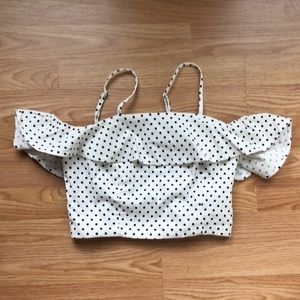 Adorable black and white polka dot cropped top